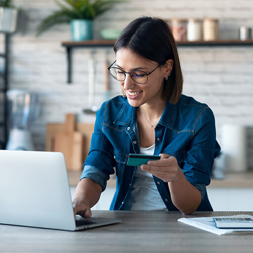 Woman with debit card