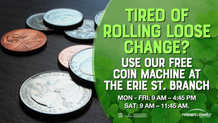 Tired of rolling loose change? Use our free coin machine.